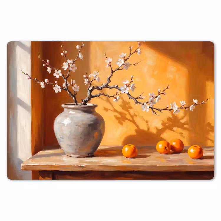 Placemat - 6 pieces - White Flowers - Still Life - Witte bloemen - Stilleven Placemat vinyl groot