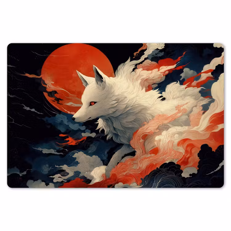 Witte vos - wolken - maan Placemat vinyl groot -zzsfeer1_Kitchenyeah-website