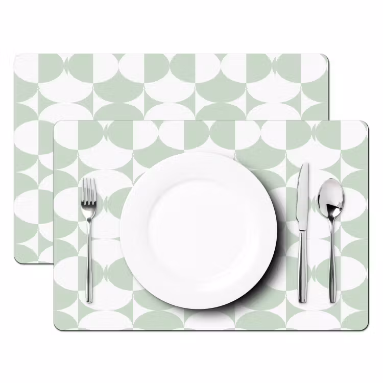 Wit - Groen - Cirkels Placemat vinyl groot 368 -zzsfeer2_Kitchenyeah-website