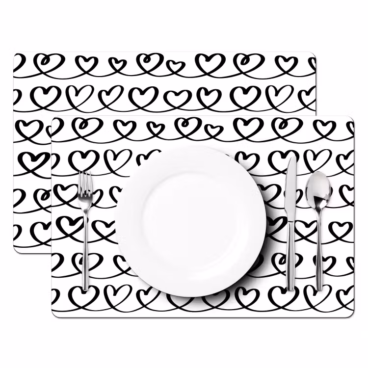 Wit - Harten - Verweven - Zwart Placemat vinyl groot 368 -zzsfeer2_Kitchenyeah-website