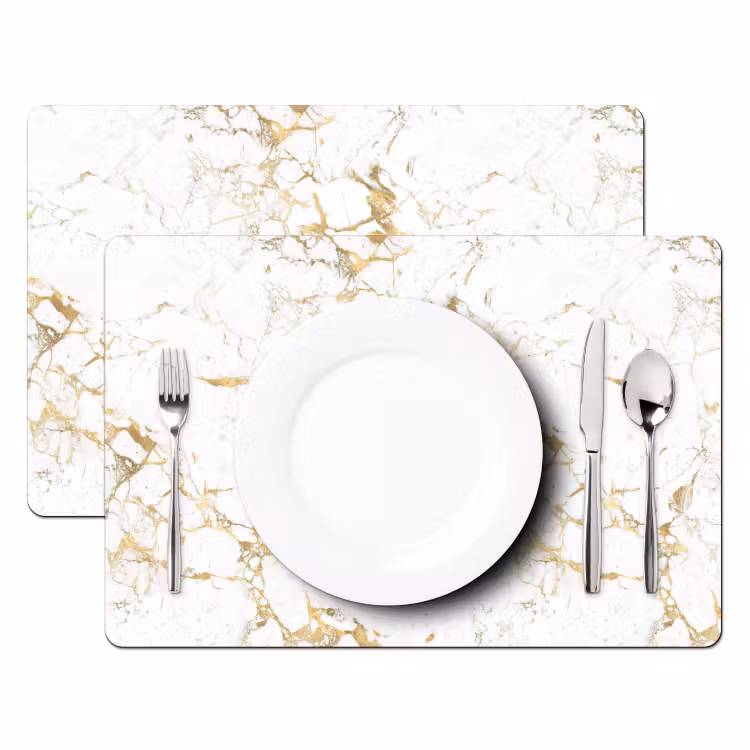 Wit - Marmer - Luxe - Goud Placemat vinyl groot 368 -zzsfeer2_Kitchenyeah-website
