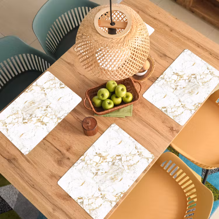 Wit - Marmer - Luxe - Goud Placemat vinyl groot 368 -zzsfeer5_Kitchenyeah-website