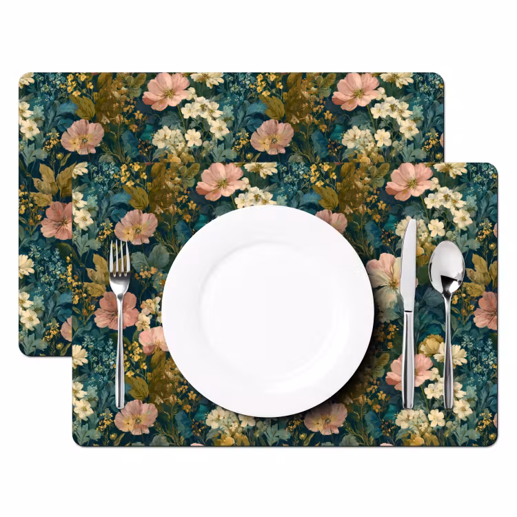 Wilde bloemen - Botanisch - Patroon - Roze - Romantisch Placemat vinyl groot 368 -zzsfeer2_Kitchenyeah-website