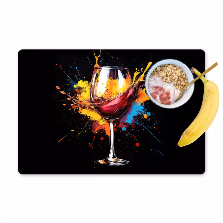 Wijn - Glas - Graffiti - Borrel - Rood - Verf Placemat vinyl groot -zzzproduct_Kitchenyeah-website