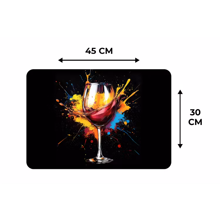 Wijn - Glas - Graffiti - Borrel - Rood - Verf Placemat vinyl groot -specs