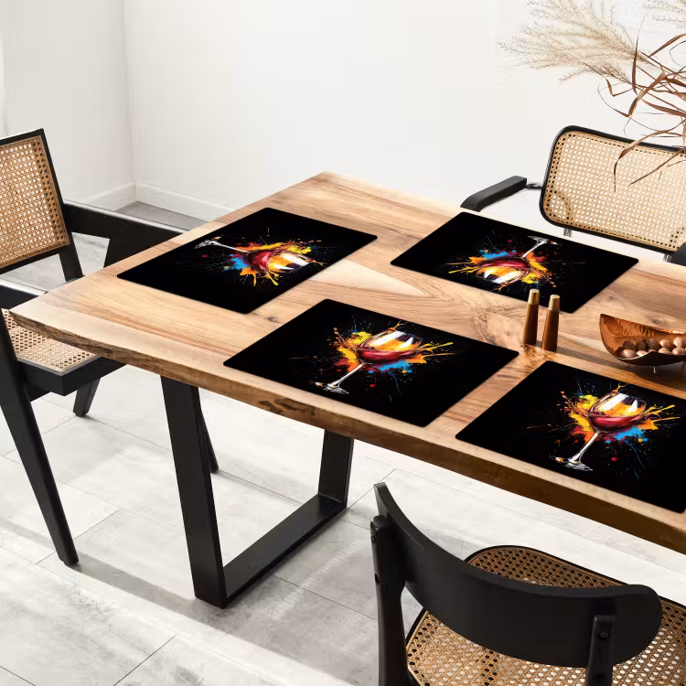 Wijn - Glas - Graffiti - Borrel - Rood - Verf Placemat vinyl groot -zzsfeer4_Kitchenyeah-website