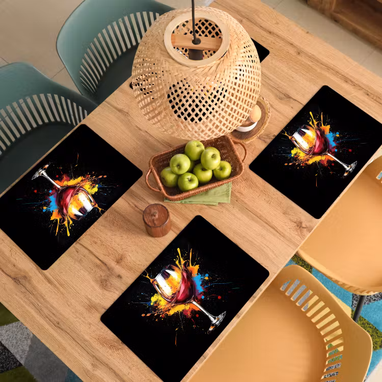 Wijn - Glas - Graffiti - Borrel - Rood - Verf Placemat vinyl groot -zzsfeer5_Kitchenyeah-website
