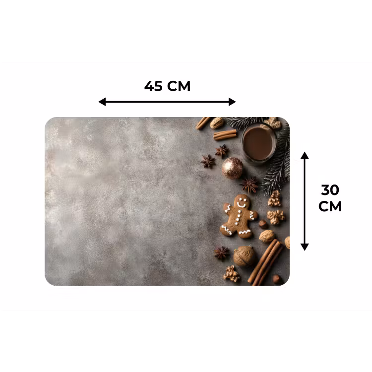 Winter - Kerst - Warm - Eten Placemat vinyl groot -specs