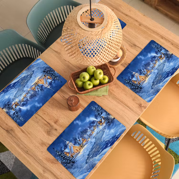 Winteravond - Kerstdorp - Donker Placemat vinyl groot -zzsfeer5_Kitchenyeah-website