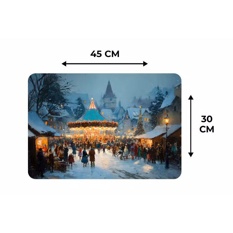 Winterkermis - Dorp - Kleurrijk Placemat vinyl groot -specs