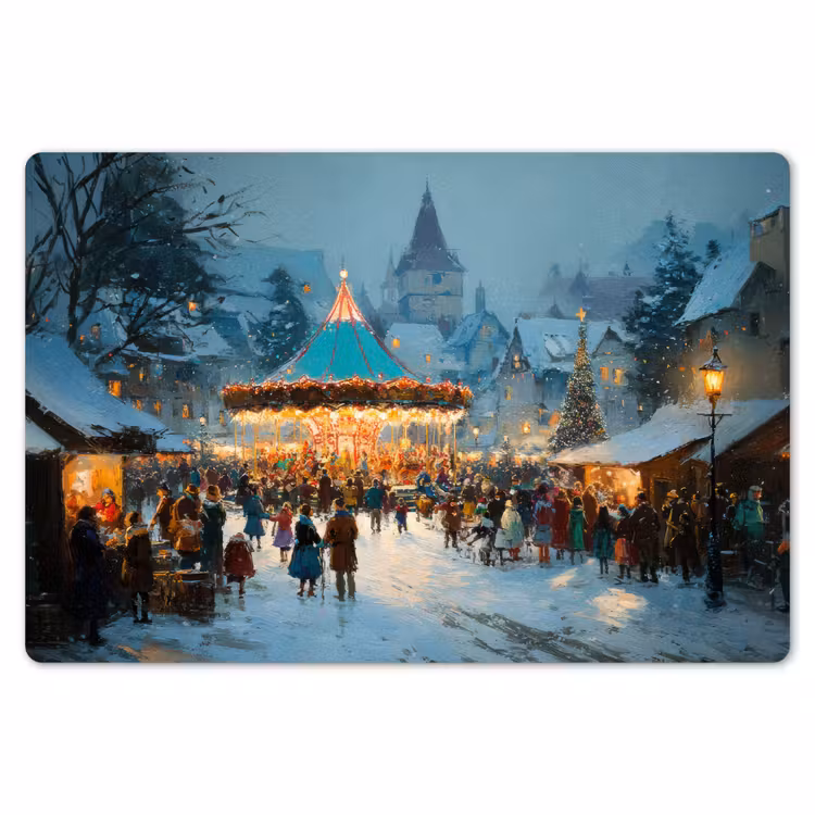Winterkermis - Dorp - Kleurrijk Placemat vinyl groot -zzsfeer1_Kitchenyeah-website