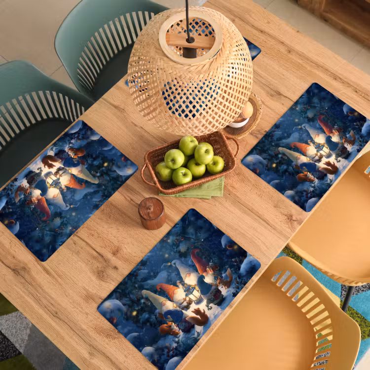 Winter - Gnooms - Eekhoorns - Meerkleurig Placemat vinyl groot -zzsfeer5_Kitchenyeah-website