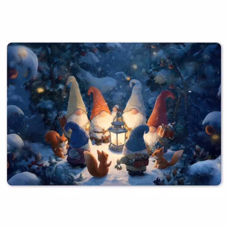 Winter - Gnooms - Eekhoorns - Meerkleurig Placemat vinyl groot -zzsfeer1_Kitchenyeah-website