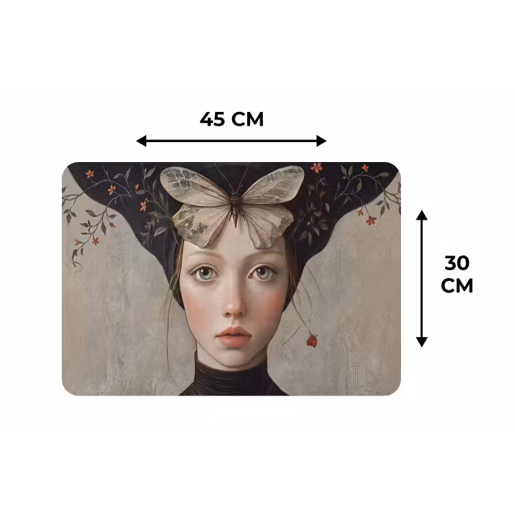 Woman - Butterfly - Art - Classic - Muted Placemat vinyl groot -specs