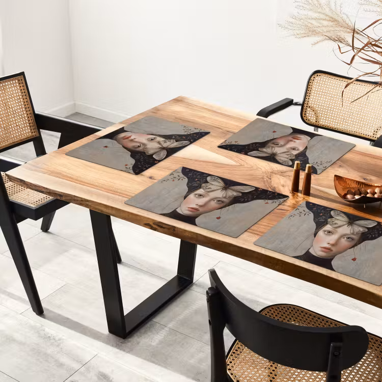 Woman - Butterfly - Art - Classic - Muted Placemat vinyl groot -zzsfeer4_Kitchenyeah-website