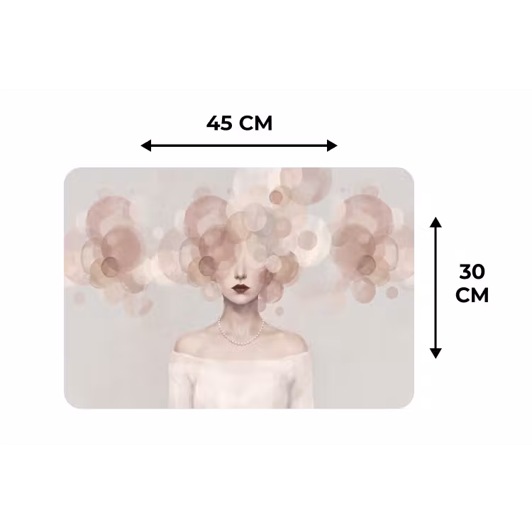 Vrouw - Cirkels - Beige Placemat vinyl groot -specs