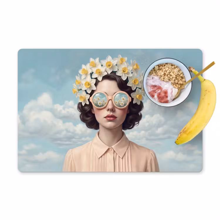 Vrouw - Narcissen - Geel Placemat vinyl groot -zzzproduct_Kitchenyeah-website