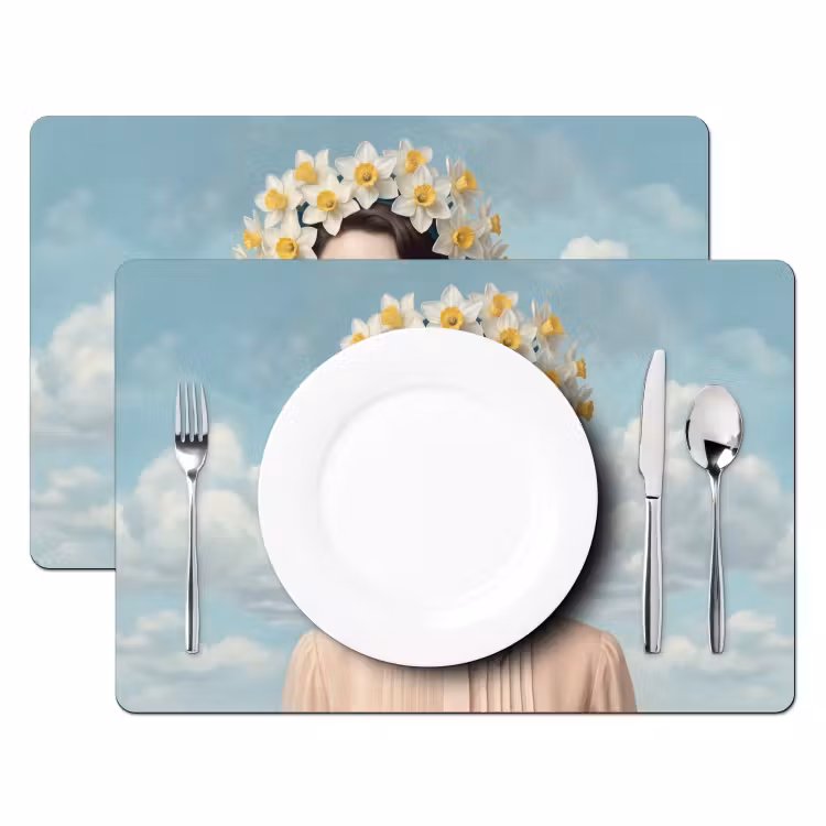 Vrouw - Narcissen - Geel Placemat vinyl groot -zzsfeer2_Kitchenyeah-website