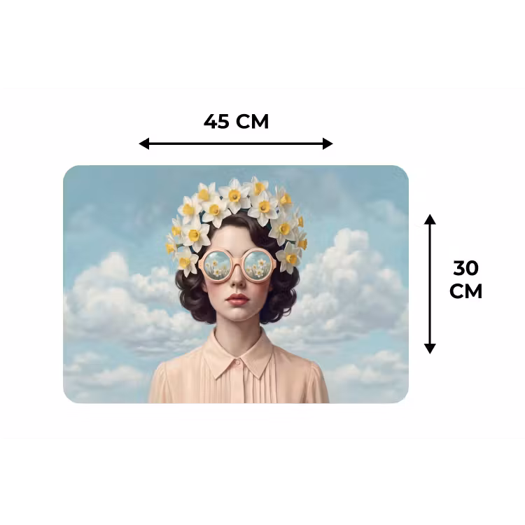 Vrouw - Narcissen - Geel Placemat vinyl groot -specs