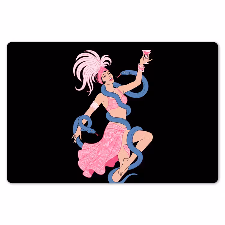 Vrouw - Danseres - Slangen - Art Deco - Roze Placemat vinyl groot -zzsfeer1_Kitchenyeah-website
