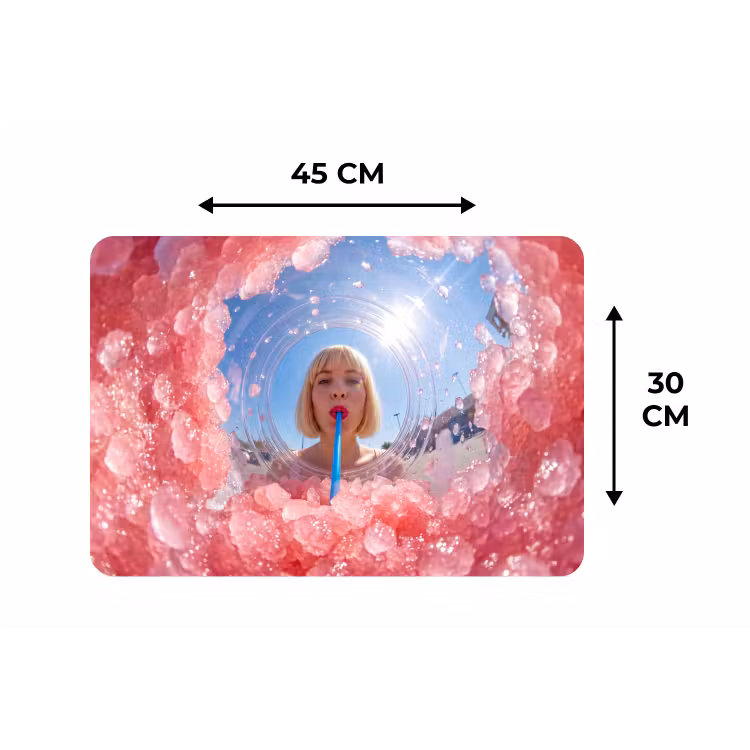 Vrouw - Drank - Zomer - Roze - Blauw Placemat vinyl groot -specs