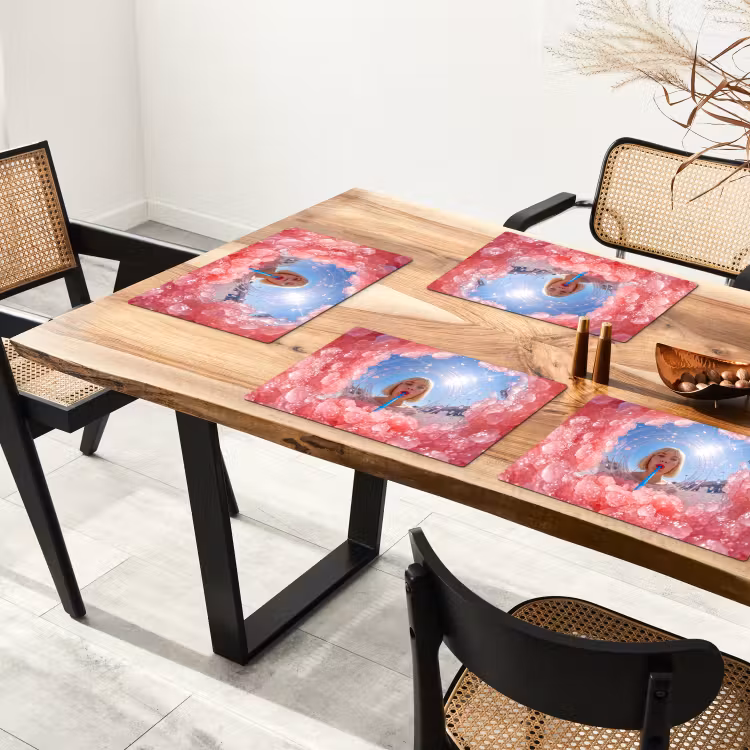 Vrouw - Drank - Zomer - Roze - Blauw Placemat vinyl groot -zzsfeer4_Kitchenyeah-website