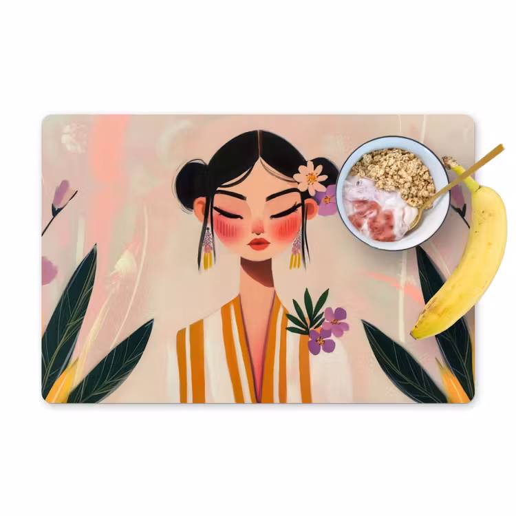 Vrouw - Bloemen - Pastel Placemat vinyl groot -zzzproduct_Kitchenyeah-website