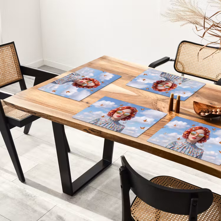 Vrouw - Bloemen - Zomer - Portret - Kleurrijk Placemat vinyl groot -zzsfeer4_Kitchenyeah-website