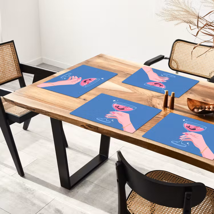 Vrouw - Glas - Abstract - Roze - Blauw Placemat vinyl groot -zzsfeer4_Kitchenyeah-website