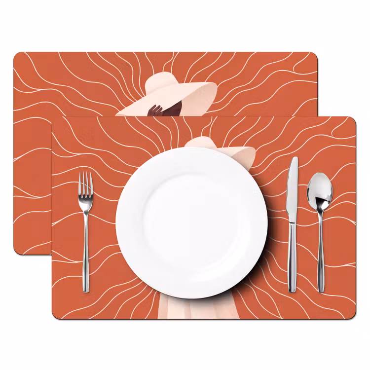 Vrouw - Hoed - Portret - Modern - Beige Placemat vinyl groot -zzsfeer2_Kitchenyeah-website