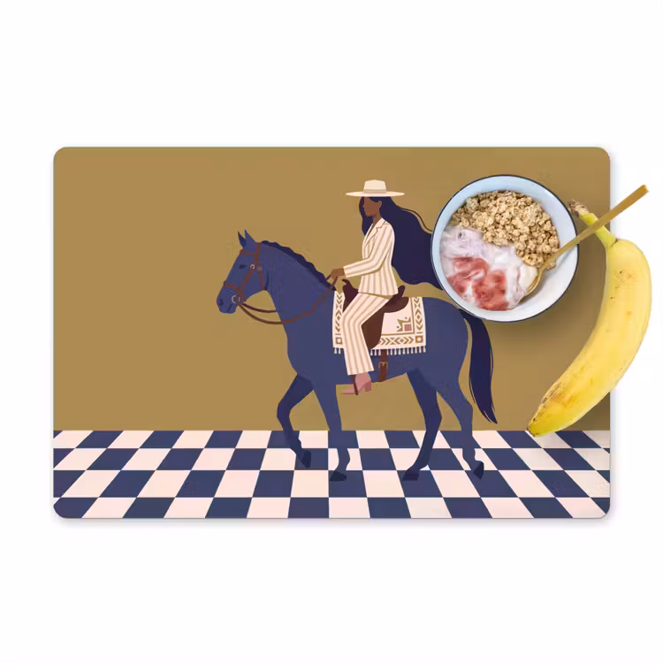 Vrouw - Paard - Rijden - Modern - Abstract Placemat vinyl groot -zzzproduct_Kitchenyeah-website