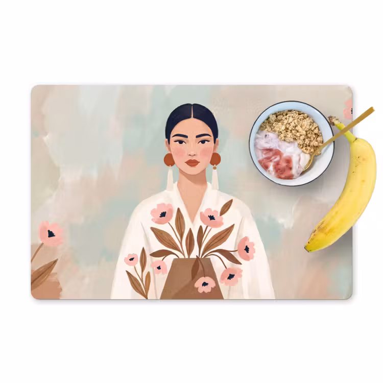 Vrouw - Kimono - Pastel Placemat vinyl groot -zzzproduct_Kitchenyeah-website