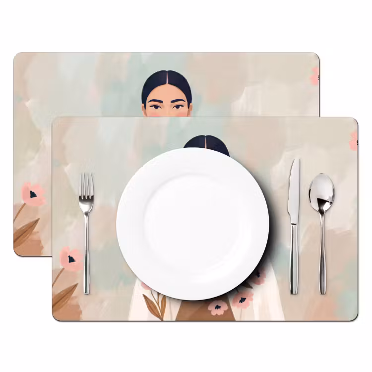 Vrouw - Kimono - Pastel Placemat vinyl groot -zzsfeer2_Kitchenyeah-website
