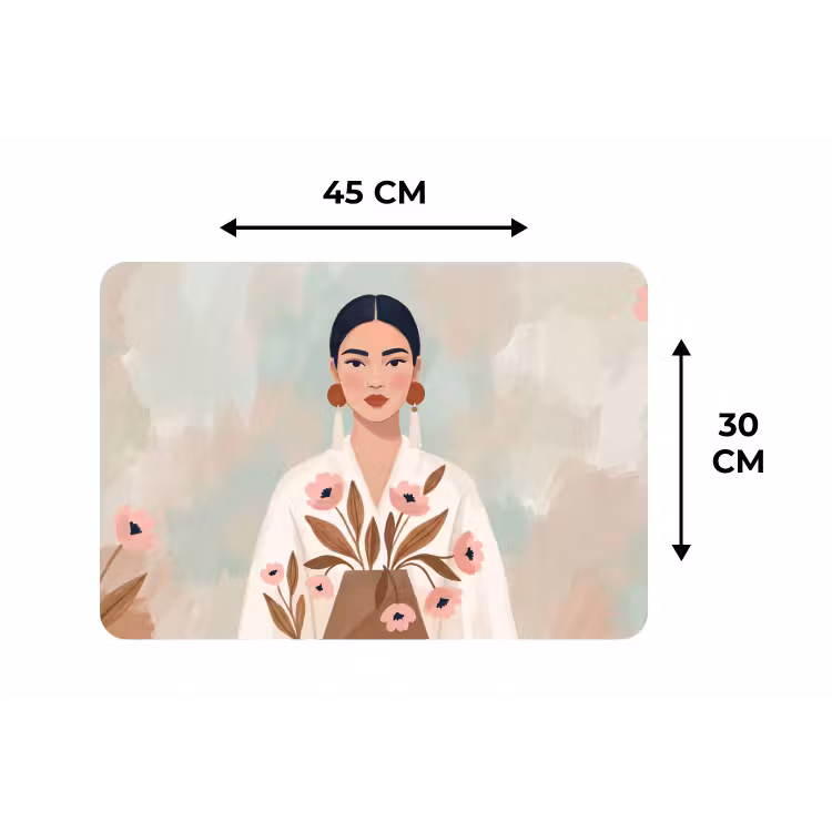Vrouw - Kimono - Pastel Placemat vinyl groot -specs