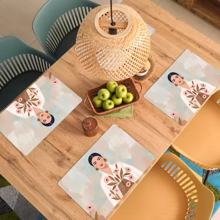 Vrouw - Kimono - Pastel Placemat vinyl groot -zzsfeer5_Kitchenyeah-website
