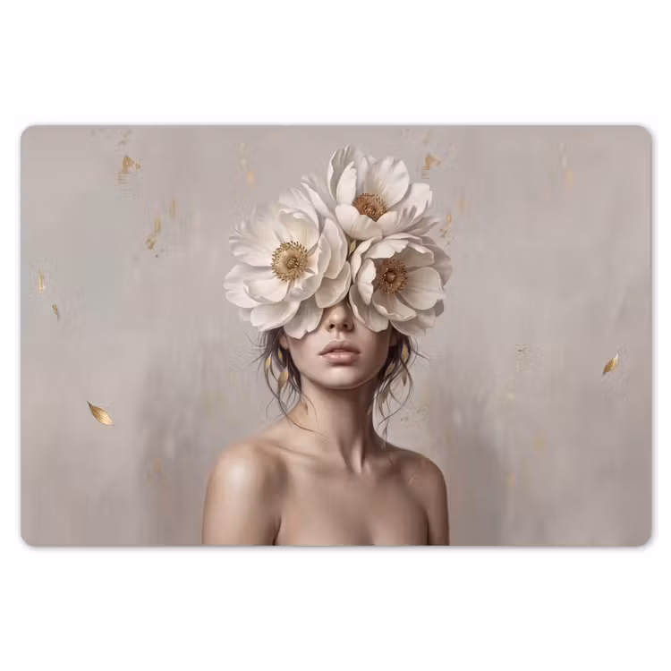 Vrouw - Pioenroos - Wit Placemat vinyl groot -zzsfeer1_Kitchenyeah-website