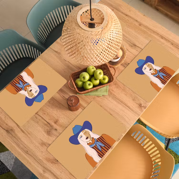 Vrouw - Portret - Abstract - Kleurrijk - Modern Placemat vinyl groot -zzsfeer5_Kitchenyeah-website