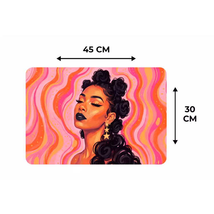 Vrouw - Portret - Abstract - Kleurrijk - Roze Placemat vinyl groot -specs
