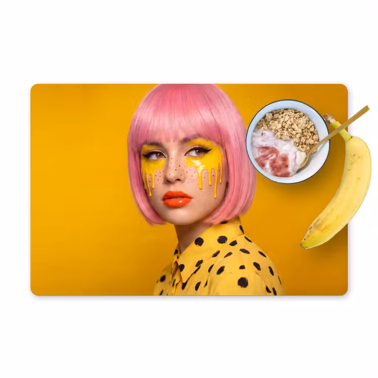 Vrouw - Portret - Abstract - Kleurrijk - Geel Placemat vinyl groot -zzzproduct_Kitchenyeah-website