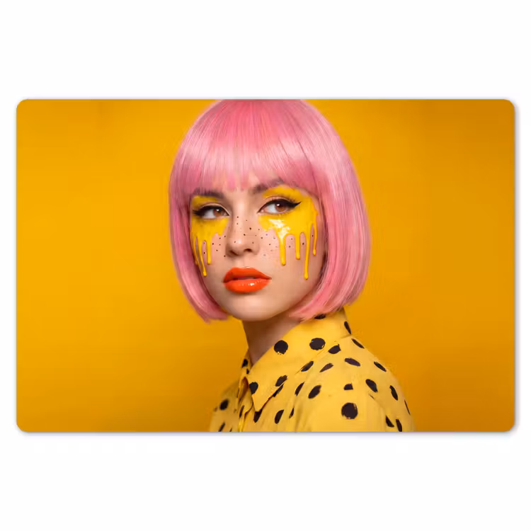 Vrouw - Portret - Abstract - Kleurrijk - Geel Placemat vinyl groot -zzsfeer1_Kitchenyeah-website