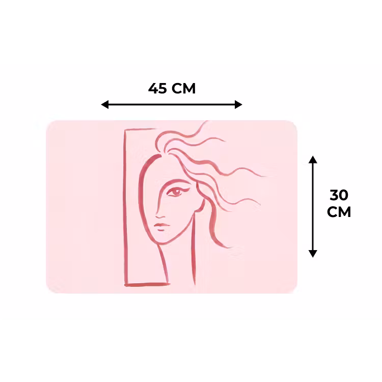 Vrouw - Portret - Abstract - Lijnkunst - Rood Placemat vinyl groot -specs