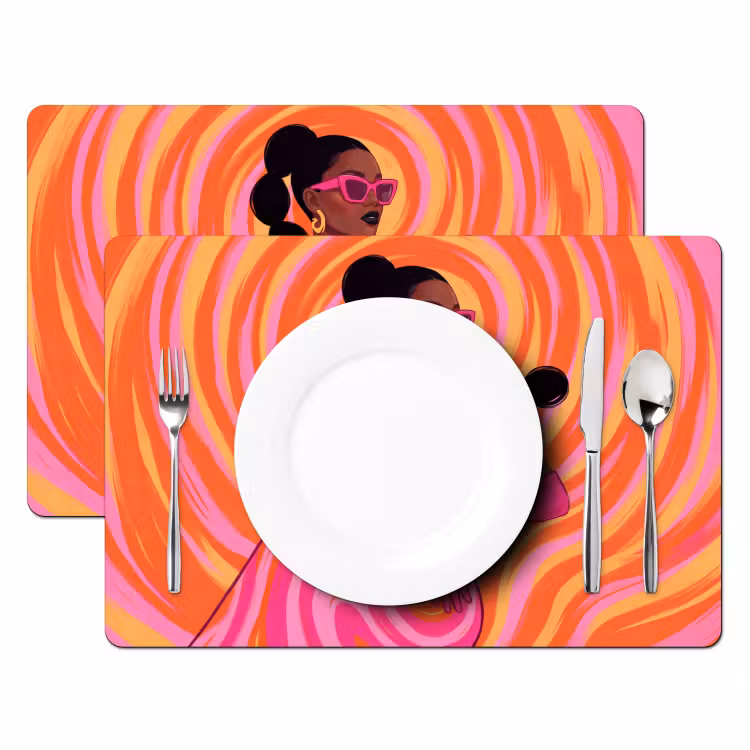 Vrouw - Portret - Kunst - Abstract - Roze Placemat vinyl groot -zzsfeer2_Kitchenyeah-website