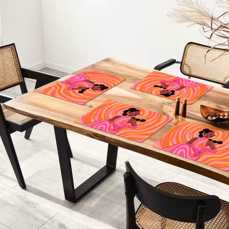 Vrouw - Portret - Kunst - Abstract - Roze Placemat vinyl groot -zzsfeer4_Kitchenyeah-website