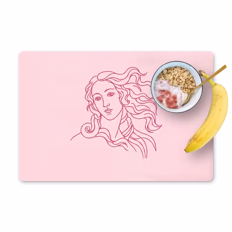 Vrouw - Portret - Klassiek - Line-art - Roze Placemat vinyl groot -zzzproduct_Kitchenyeah-website