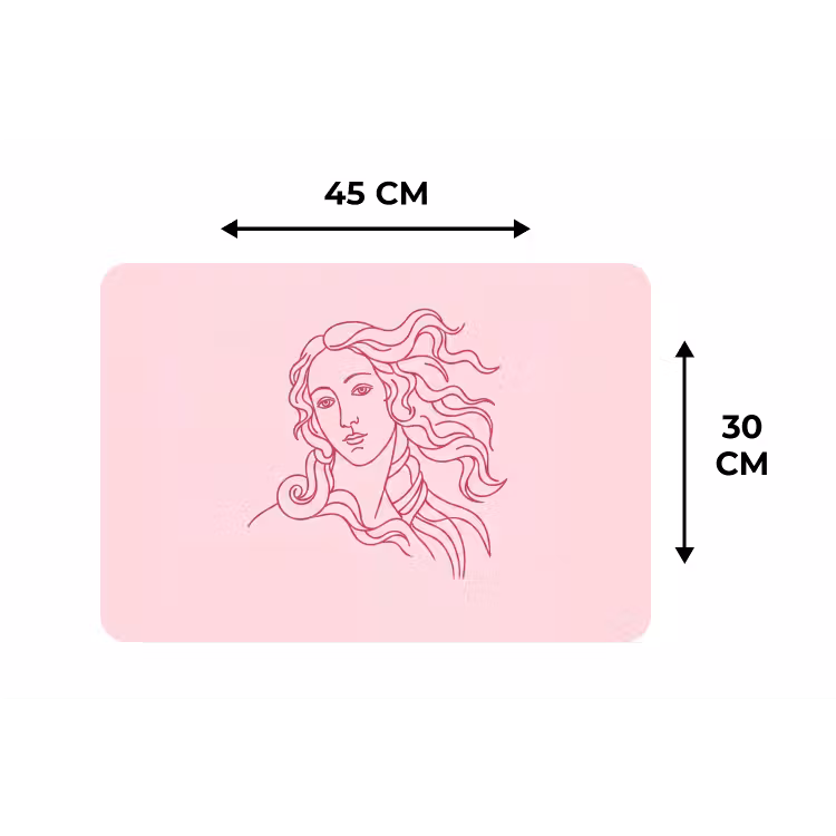Vrouw - Portret - Klassiek - Line-art - Roze Placemat vinyl groot -specs