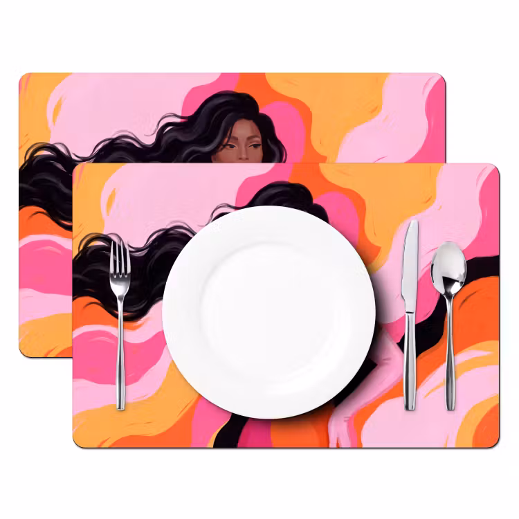 Vrouw - Portret - Kleurrijk - Modern - Kunst Placemat vinyl groot -zzsfeer2_Kitchenyeah-website