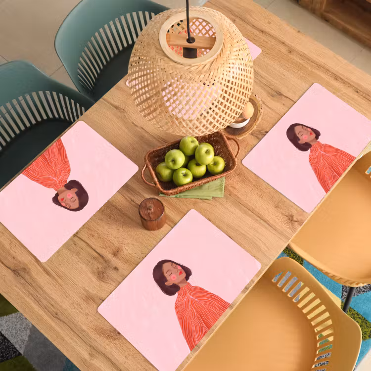 Vrouw - Portret - Modern - Kunst - Roze Placemat vinyl groot -zzsfeer5_Kitchenyeah-website