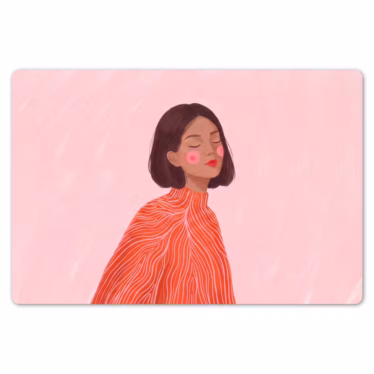 Vrouw - Portret - Modern - Kunst - Roze Placemat vinyl groot -zzsfeer1_Kitchenyeah-website