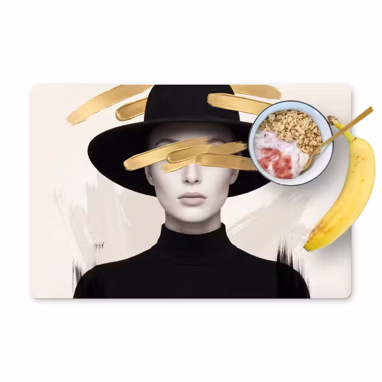 Vrouw - Portret - Modern - Goud - Kunst Placemat vinyl groot -zzzproduct_Kitchenyeah-website