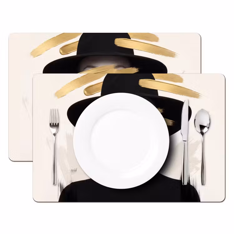 Vrouw - Portret - Modern - Goud - Kunst Placemat vinyl groot -zzsfeer2_Kitchenyeah-website